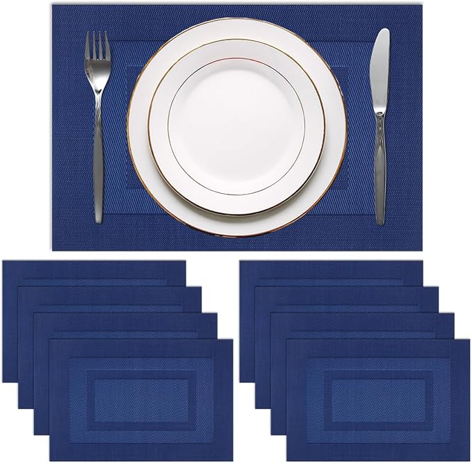 PIGCHCY Placemats Set of 8 Washable Durable Place Mats Vinyl Heat Resistant by PIGCHCY