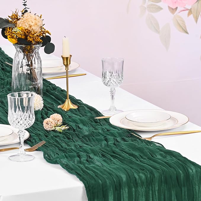10 Pack Emerald Green Cheesecloth Table Runner 17x108 Inch Boho Gauze Cheese - Image 7