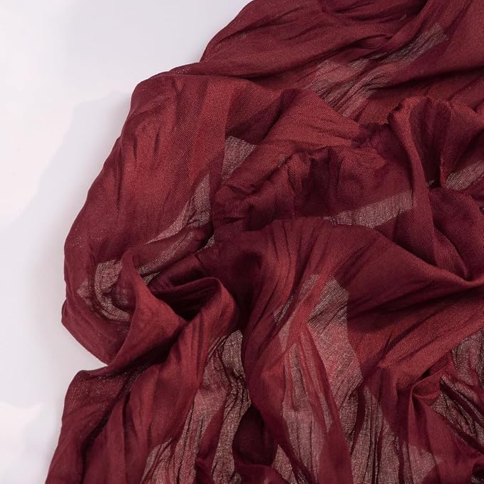 DeZerlor Burgundy Cheesecloth Table Runner 1 Pack Christmas Runner | 120Inches - Image 3