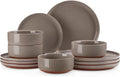 MALACASA Plates and Bowls Sets, 12 Pieces Modern Stoneware Dinnerware Set by MALACASA