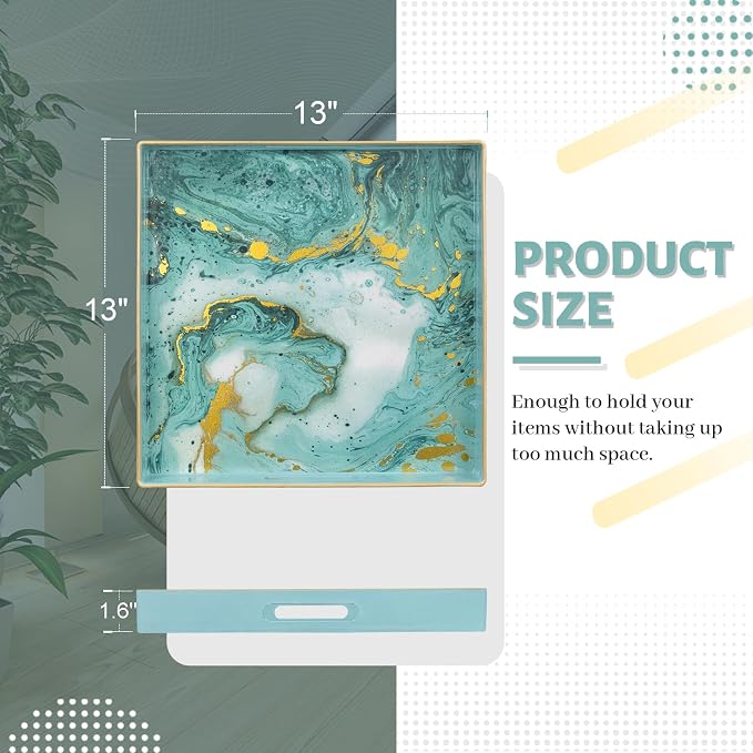 Turquoise Square Decorative Tray - Image 2