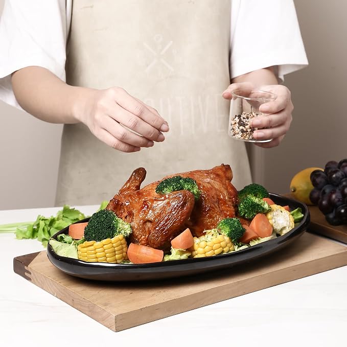vicrays Serving Platter Ceramic Tray Plates Extra Large Oval 14.5 Inch - Image 6