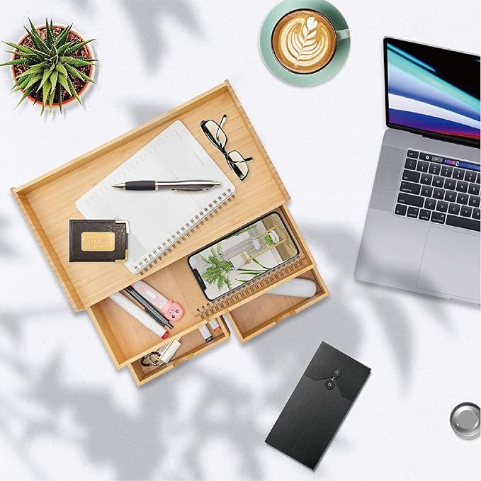 3 Drawer Bamboo Desk Organizer - Image 7