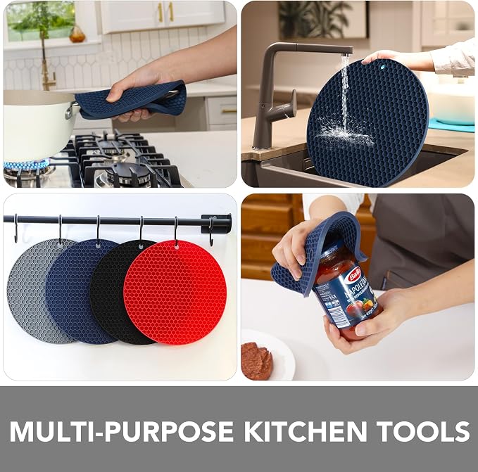 4 Pack Silicone Trivet for Hot Dishes | Heat Resistant Silicone Pot Holders for - Image 4