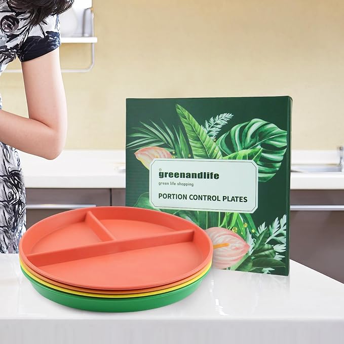 9 Inch 4PCS Unbreakable Portion Control Plates, Divided Plates - Image 6