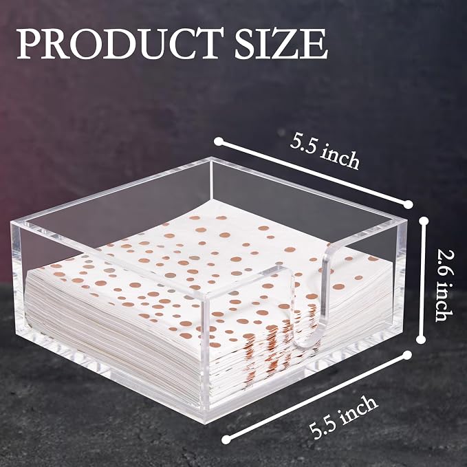 Rubtlamp 2 Pack Napkin Holder, 5.5x5.5x2.6 Inch Square Cocktail napkin holder - Image 2
