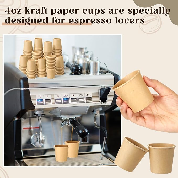 300 Pack 4oz Mini Coffee Cups Disposable Paper Cups Hot or Cold Beverage Cup - Image 5