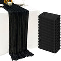 12Pack Black Cheesecloth Table Runner 20 x 120 inch Gauze Table Runners | Boho by Seveups