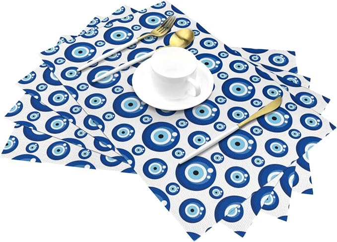 Blue Evil Eyes Placemats Set of 4, Funny Table Mats - Image 3