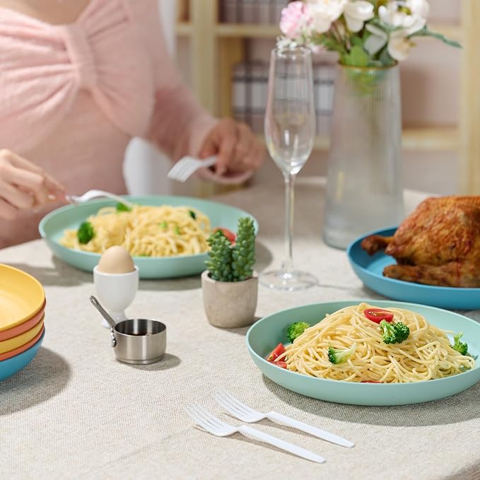 Luckore 9 Inch Wheat Straw Plates, Deep Dinner Plates Set of 12 Unbreakable | - Image 6