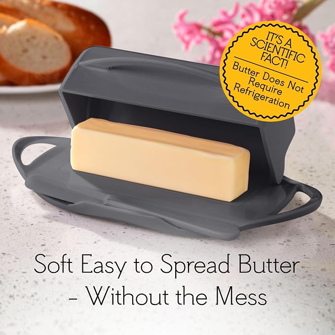Flip Top Butter Dish with Attached Lid & Matching Knife - Image 5
