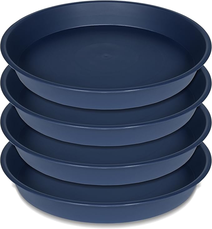 4 Pack of 18 19 inch Plant Saucer Drip Tray, Heavy Duty Deep Plant Saucers by Bleuhome