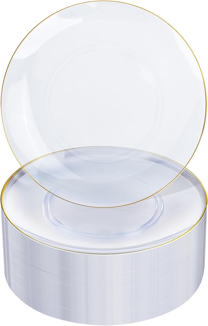 Nervure 100PCS Clear and Gold Plastic Plates by Nervure