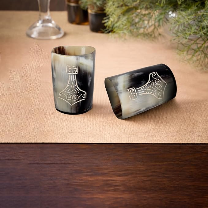 Handicrafts Home Viking Horn Shot Glasses Set of 8, Handmade Horn, Rustic - Image 8
