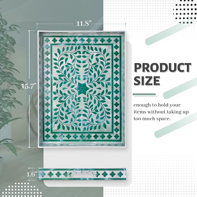 Green Serving Trays, Plastic Rectangular Serving Tray - Image 3