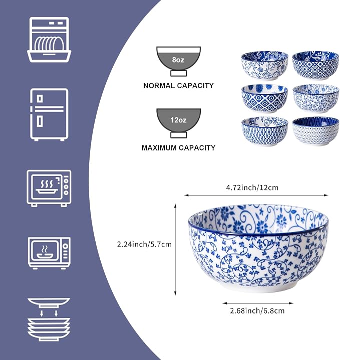 Ceramic Dessert Bowls Set - 11 Oz Small Ice Cream Bowl - Image 4