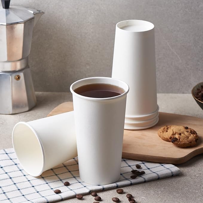 CIAO! 20oz White Paper Hot Cup, Disposable, 90mm Diameter 600 Count - Image 8