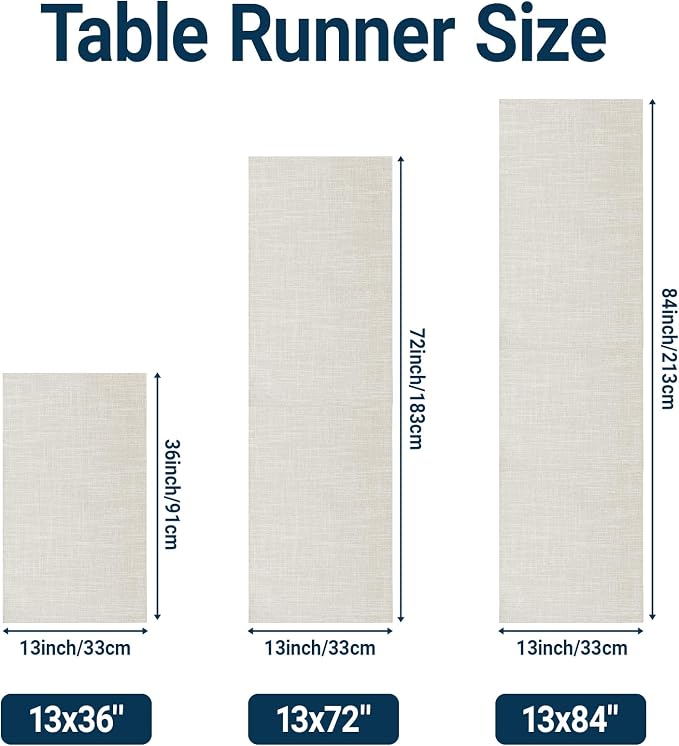 Q&J Fabric Co. Linen-Textured Table Runner 1 Pack 13x84 Inch Beige | Polyester - Image 6