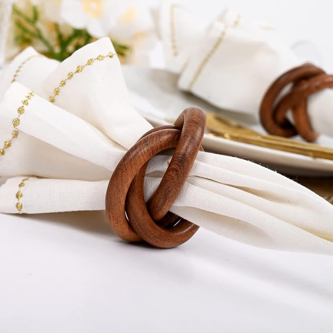 ALPHA Living HOME Wooden Napkin Rings Set of 12 - Image 9