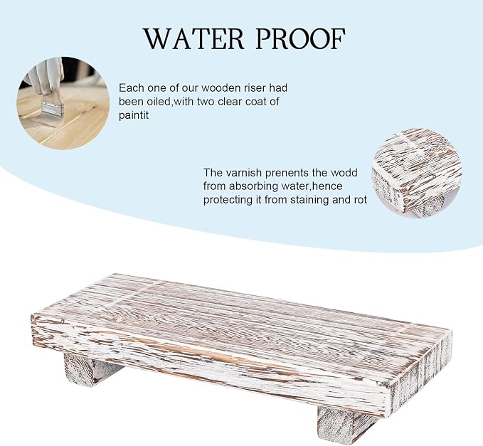 Wood Bathroom Tray Farmhouse Decor Kitchen Soap Holder 8.7"X3.6" Retrowhite | - Image 2
