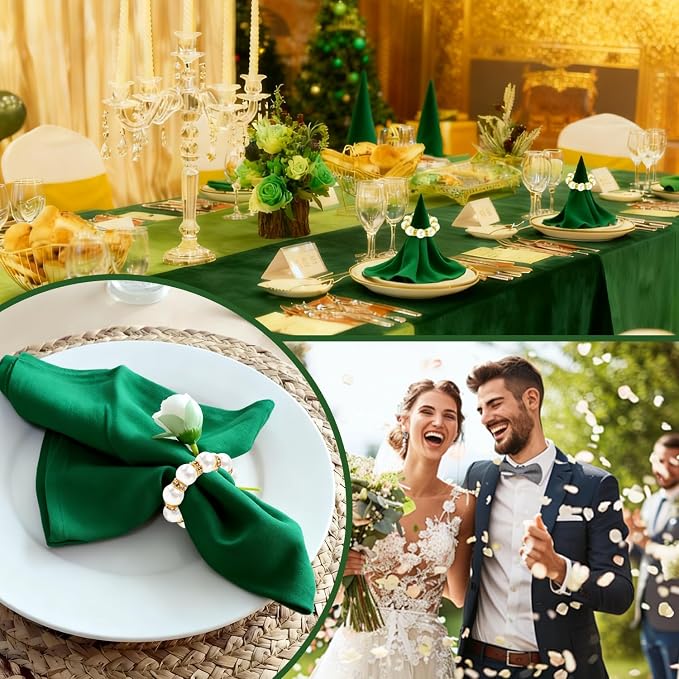 100 Pcs Pearl Napkin Rings, Exquisite Gold Napkin Rings Bulk, Suitable - Image 7