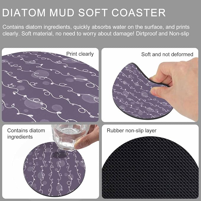 Vintage Lines Coasters Set of 6, Non-Slip Cup Coaster Mat - Image 9