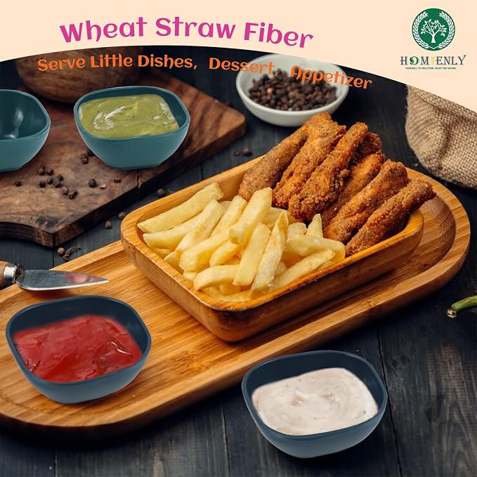 Wheat Straw Dipping Bowls Set of 6, 4.5oz Small Dessert Bowls, Unbreakable Dip - Image 6
