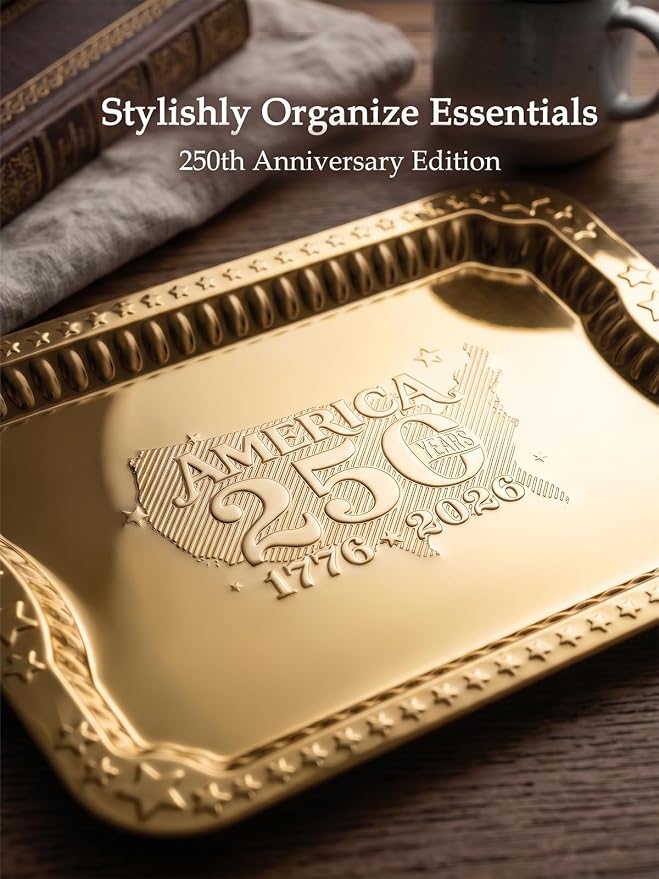 4 Pack 250th Anniversary USA Gold Serving Trays - Image 3