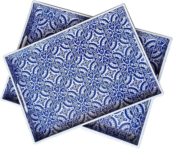 2 Pack Serving Tray with Handles, Rectangular Decorative Trays by Umisriro