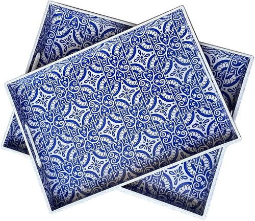 2 Pack Serving Tray with Handles, Rectangular Decorative Trays by Umisriro