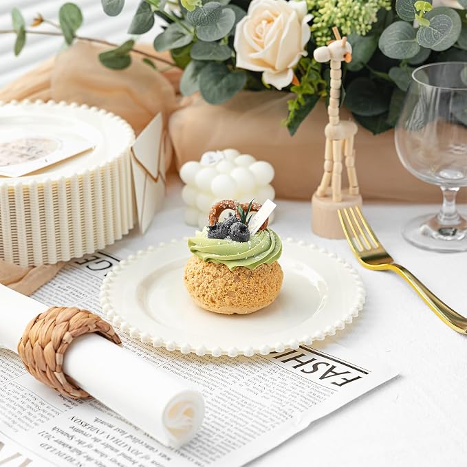 72 Pcs Party Plates Dessert Plate, 7 Inch Ivory Plastic Plate Disposable | - Image 5