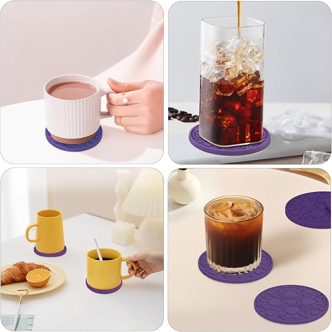 Purple Silicone Drink Coasters Set of 6 - Image 5
