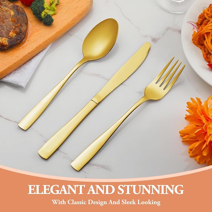 20 Pcs Gold Silverware Set, Stainless Steel Flatware Set - Image 6