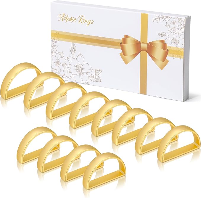 KPOSIYA Napkin Rings Set of 12, Metal Gold Napkin Rings Bulk by KPOSIYA