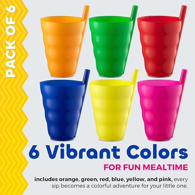 JoyServe 10 Oz Kids Cups with Built-In Straws BPA-Free Tumblers | Stackable - Image 3