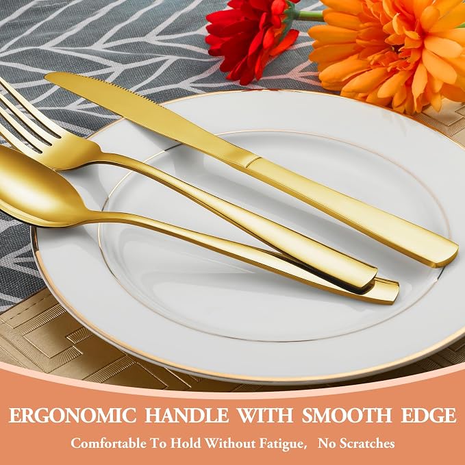 20 Pcs Gold Silverware Set, Stainless Steel Flatware Set - Image 5