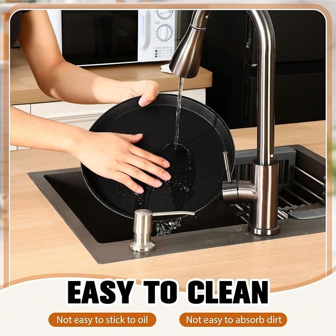 Zopeal 2 Pieces Black Round Restaurant Serving Tray, Plastic Non Slip Surface - Image 5