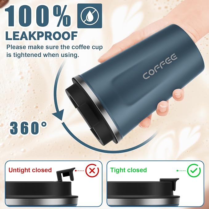 MOMSIV 12oz Travel Coffee Mug, Insulated Coffee Cup - Image 4