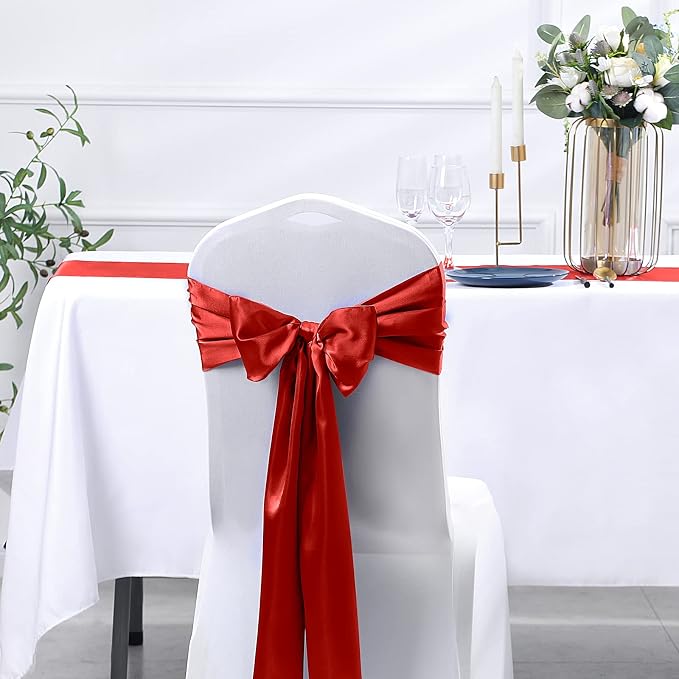 SiinvdaBZX 12 Pcs Red Satin Table Runner 12 x 108 inches Long | Bright Smooth - Image 6