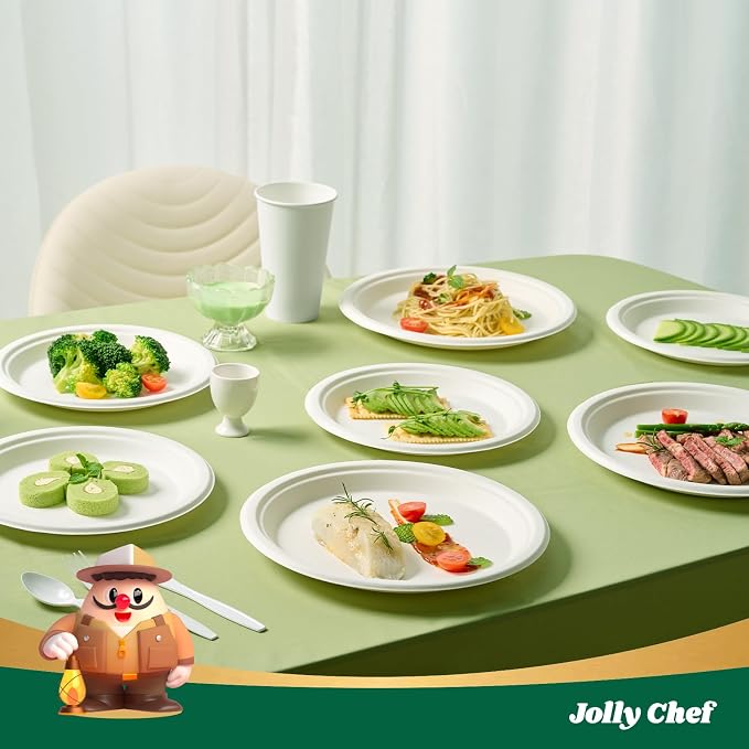 Compostable Heavy Duty Plates   Eco-Friendly Disposable White Paper - Image 5