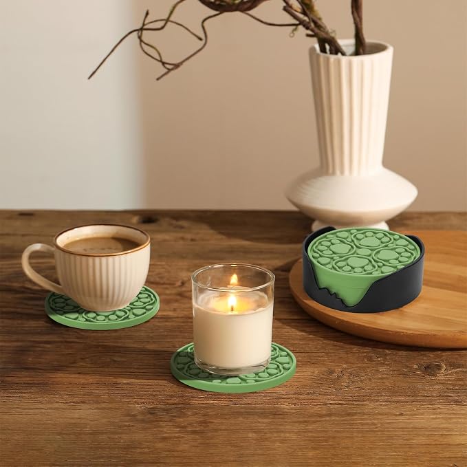 Green Silicone Coasters Set of 6 - Image 4