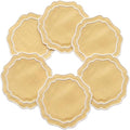Linen Coasters for Drinks, 4.5 inch, Butter | Absorbent Linen Drink Mats by EmbroideryLinenVN