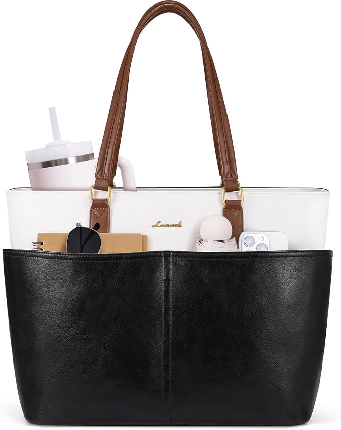 LOVEVOOK Work Tote Bags for Women, Vintage Leather 15.6 Inch Laptop Bag by LOVEVOOK