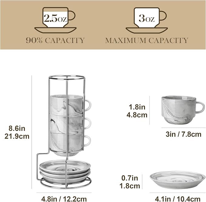 MALACASA 2.5 OZ Porcelain Espresso Cups - Image 2