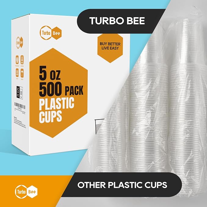 Turbo Bee 5oz Disposable Plastic Cups 500 Pack - Image 6