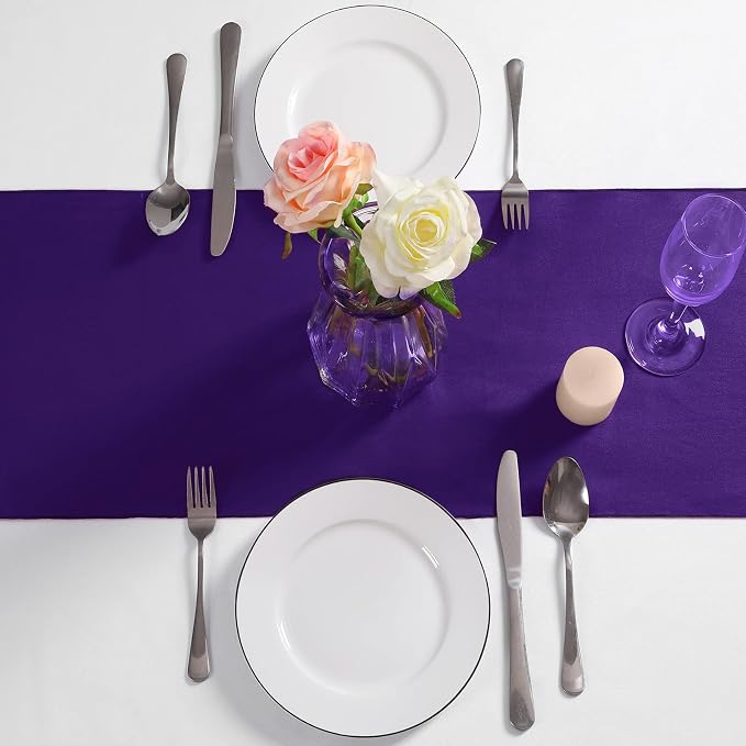 Manyshofu Dark Purple Satin Table Runner 12x108 - Image 8