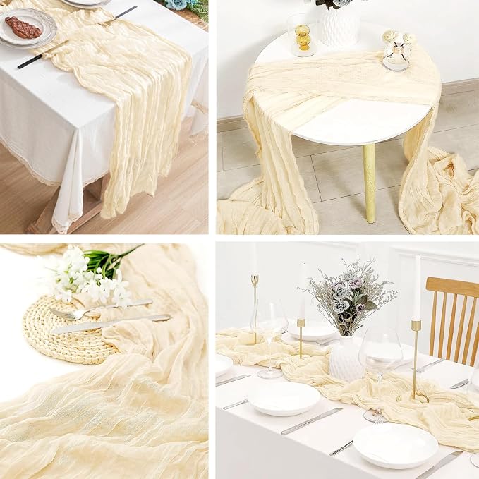 8 Pack Ivory Cheesecloth Table Runner 20 x 120 inch Gauze Table Runners 10 FT - Image 4