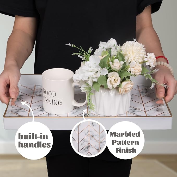 White Serving Trays, Plastic Rectangular Serving Tray - Image 7