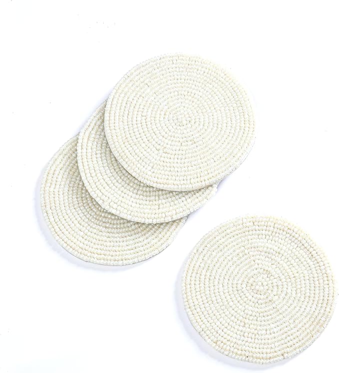 Handmade Beaded Bar Drink Tabletop Protection Coasters - Image 3