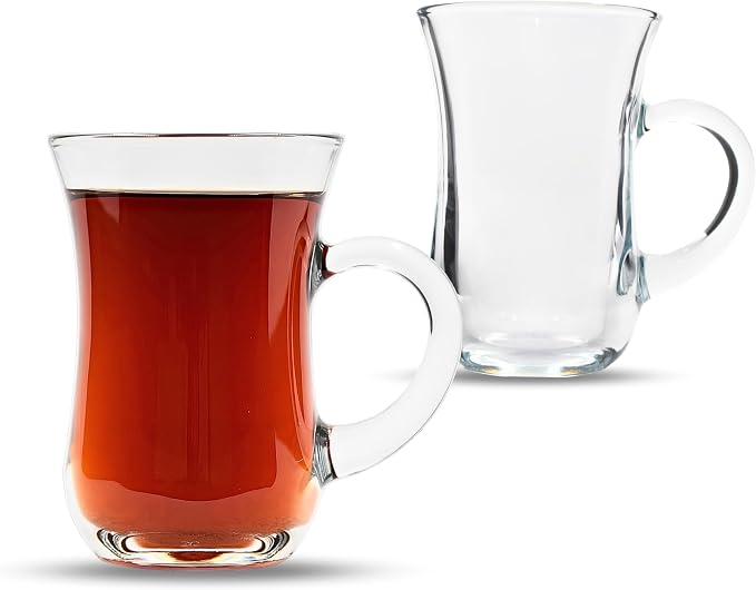 Turkish Tea Glasses with Handle Set of 24, Small Clear Glass Tea Cups - Image 6